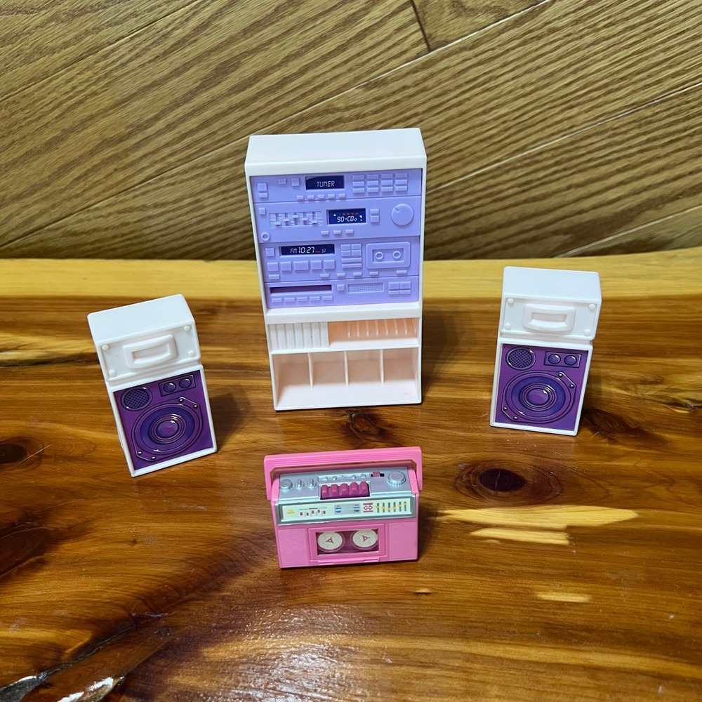 Vintage Barbie Stereo Entertainment Center Boombox Speakers Mattel 1993 Lot - Picture 5 of 8